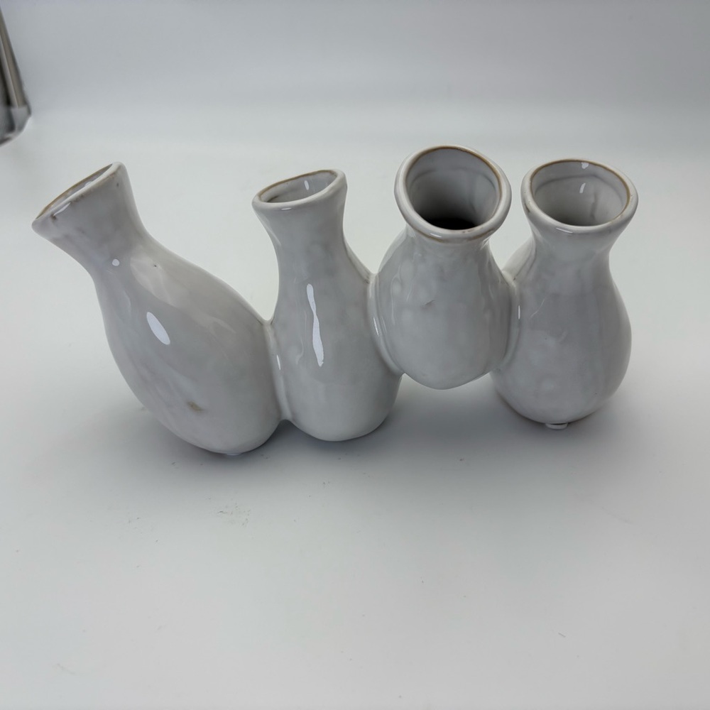 Multi-Vase Cream/White Ceramic/Pottery Style Vase Set